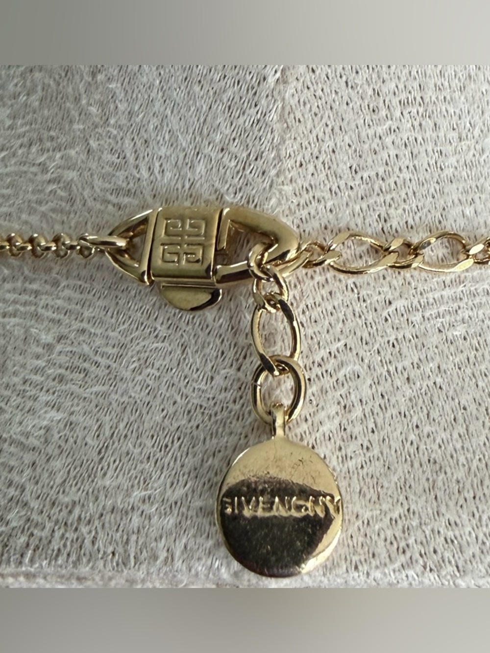 Givenchy Gold Chain Necklace with Teal Blue Crystals - Picture 4 of 5